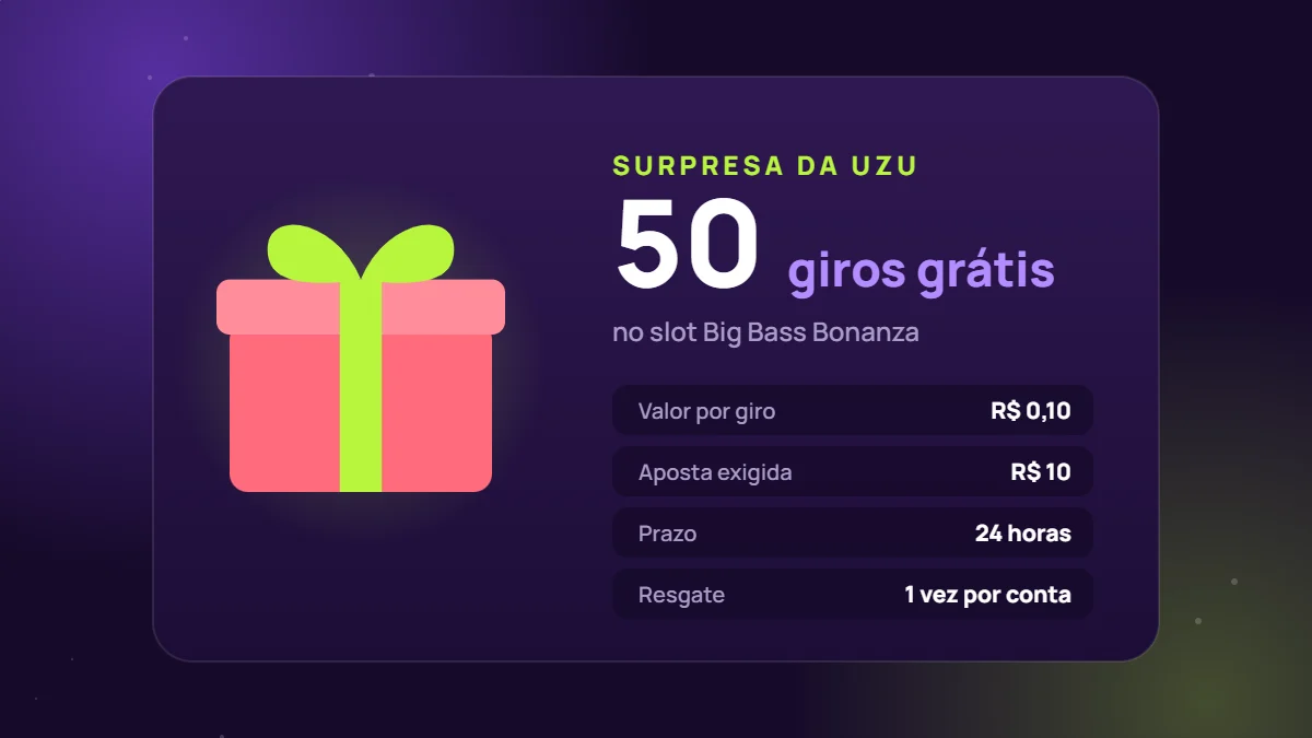 Surpresa da UZU: 50 giros grátis e regras da oferta